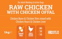 Millie's Paws Chicken Raw Frozen Dog Food 80/10/10 1kg